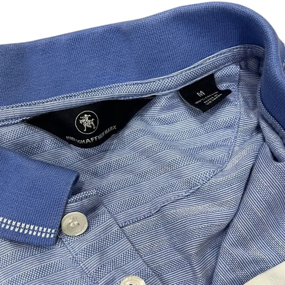 Hart Schaffner Marx Blue Striped Cotton Polo Shirt M - Picture 3 of 3